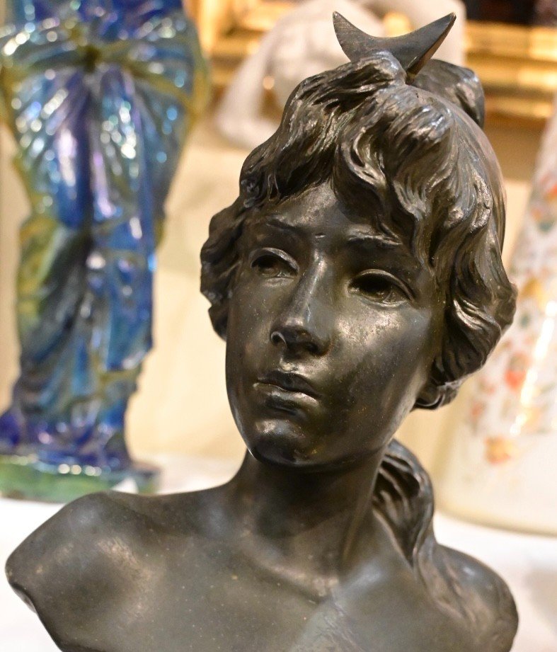 Emmanuel Villanis - Busto in Bronzo Art Nouveau-photo-2